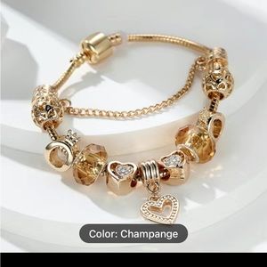 🚫SOLD🚫Pandora Style Champagne colored Charms Bracelet .NWOTl